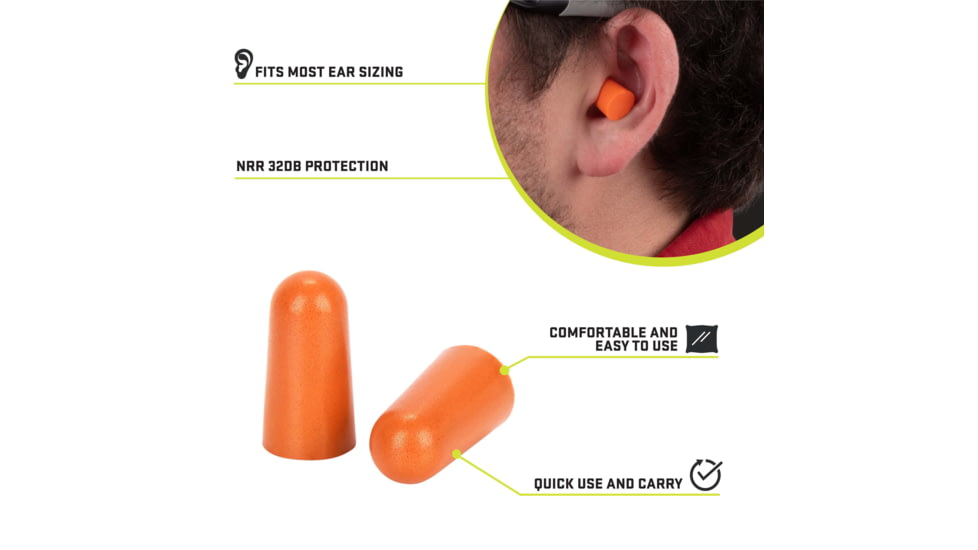 Allen ULTRX Foam Ear Plugs, 6-Pairs, Orange, 4135