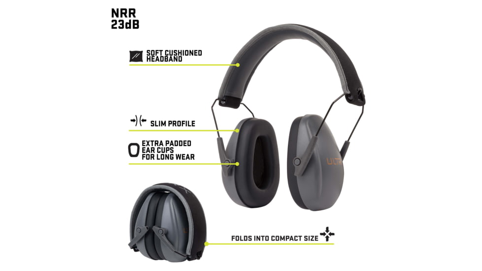 Allen ULTRX Slim Profile Passive Earmuff, Gray, 4153