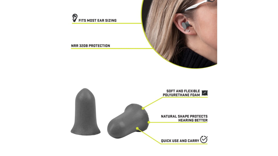 Allen ULTRX Tapered Foam Ear Plugs, 25-Pairs, Gray, 4132