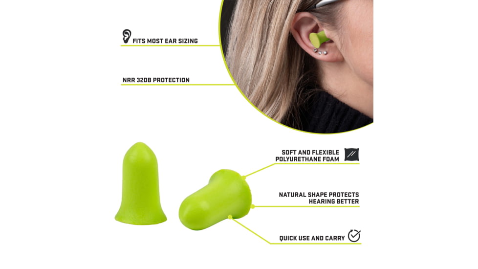 Allen ULTRX Tapered Foam Ear Plugs, 6-Pairs, Lime, 4136