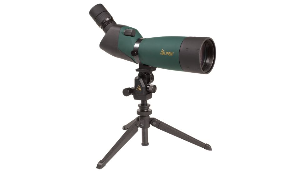 Alpen 20-60x80mm Angled Waterproof Spotting Scope - 45 Degree Eyepiece, Nylon Case, Portable 12in Swivel-Head Tripod