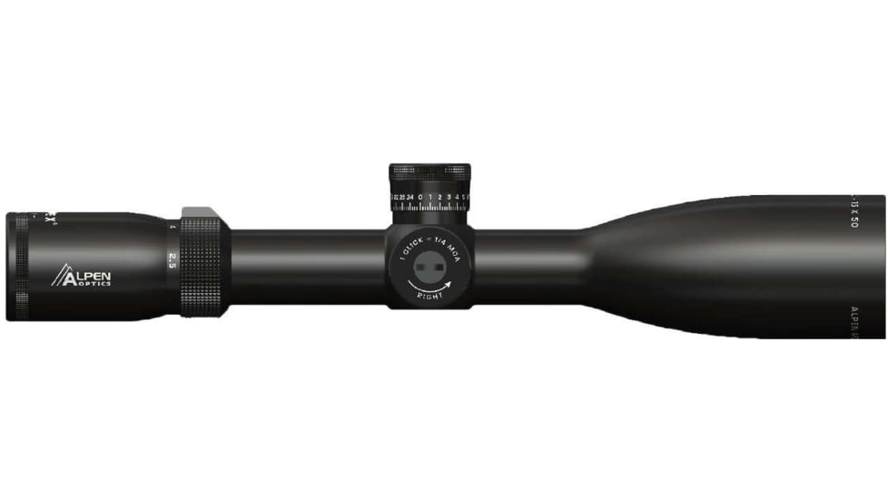 Alpen Apex 2.5-15 x 50 mm Rifle Scope, 30mm Tube, Picatinny, 100 mm, Matte Black, Medium, 4012