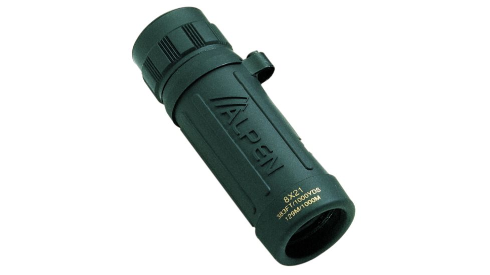 ALPEN Sport 8x21 Compact Rubber Armored Roof Prism Monocular, Green w/ Strap 116