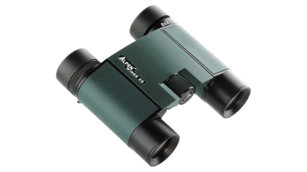 Alpen Wings ED 8x25 Compact Waterproof Roof Prism Binocular, Green, Black, 598