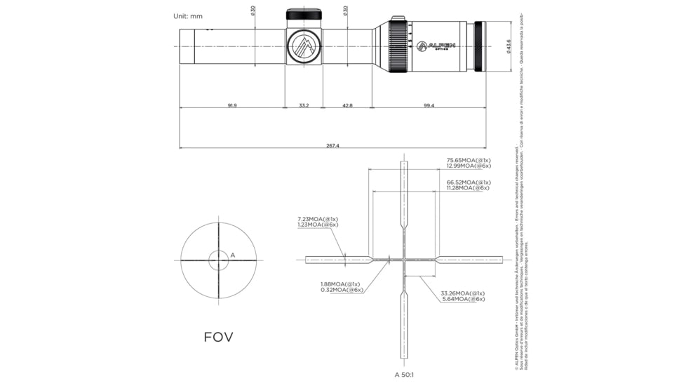 Alpen XP 1-6X24mm LPVO 30mm Tube Rifle Scope, Second Focal Plane, Duplex Illuminated Reticle, 1212953
