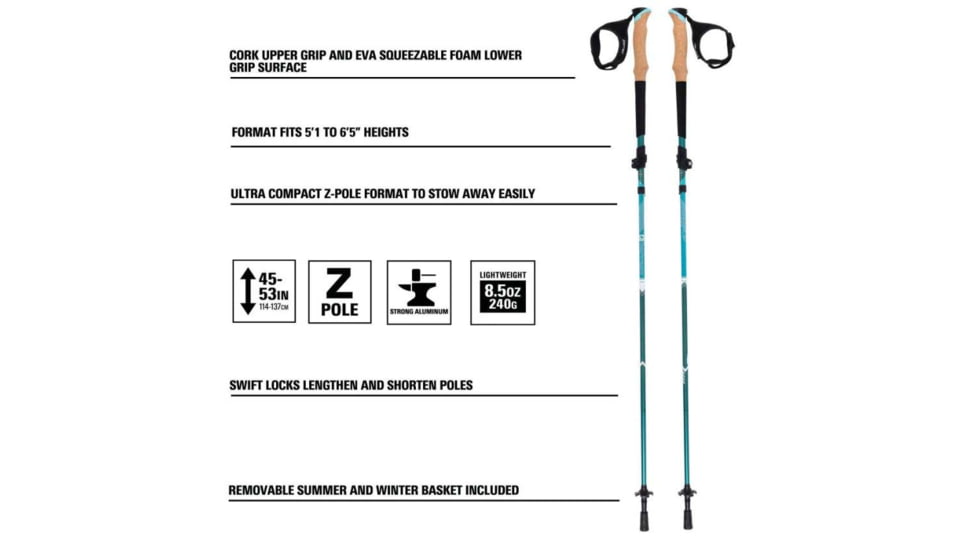 Alpha Aluminum Trekking Poles 1Pr, Glacier Melt, 1410045
