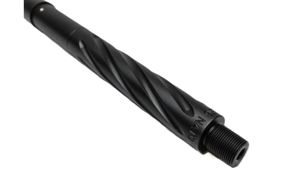 Alpha Shooting Sports 5.56x45mm NATO, 16in, Mid Spiral Fluted Barrel, Contour Profile, 1-8 Twist, 1/2x28 Thread, Nitride Black, ALP16NIT556SFEXTNIT