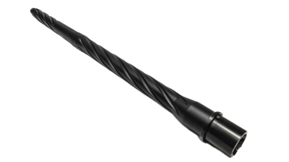 Alpha Shooting Sports 5.56x45mm NATO, 16in, Mid Spiral Fluted Barrel, Contour Profile, 1-8 Twist, 1/2x28 Thread, Nitride Black, ALP16NIT556SFEXTNIT