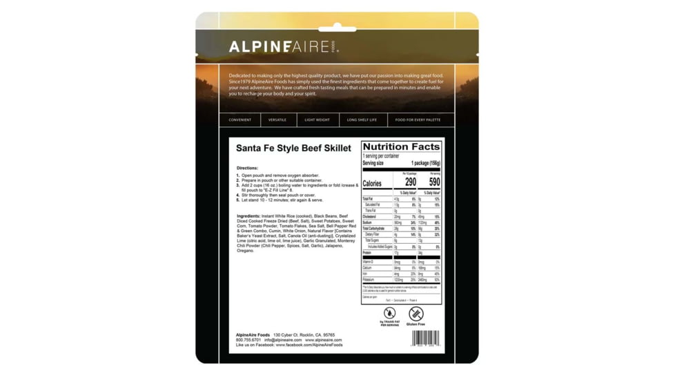 Katadyn Alpine Aire Foods Food Santa FE Beef Skillet, 60435