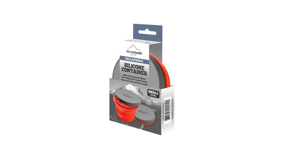Alpine Mountain Gear Small Collapsible Silicone Container with Lid and Eyelet for hanging, Red, AMGCSB-S