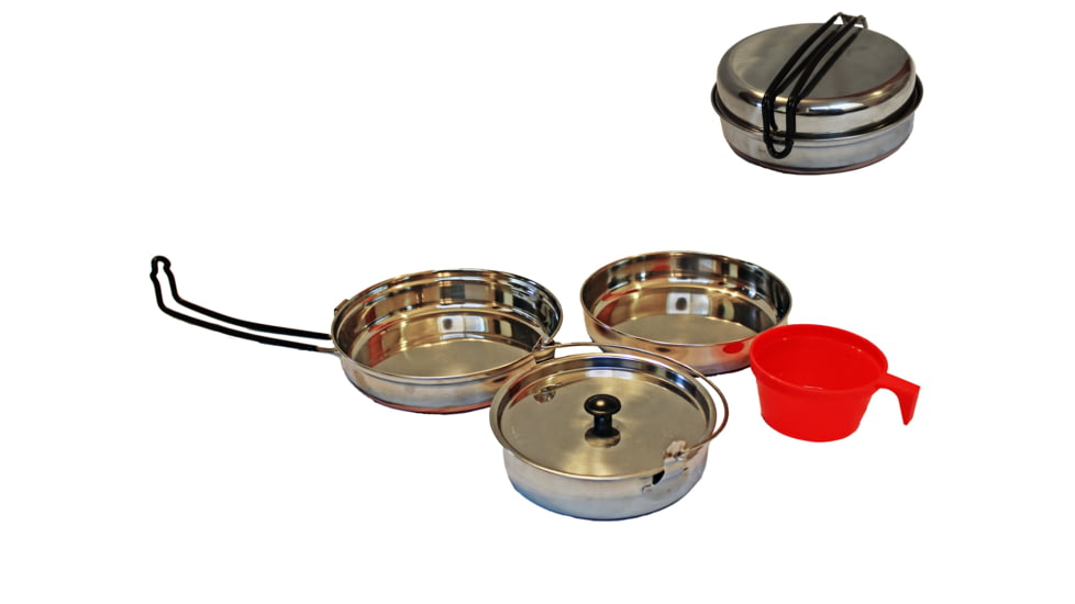 Alpine Mountain Gear Stainless Steel Mess Kit, 4pcs, AMGMKSET