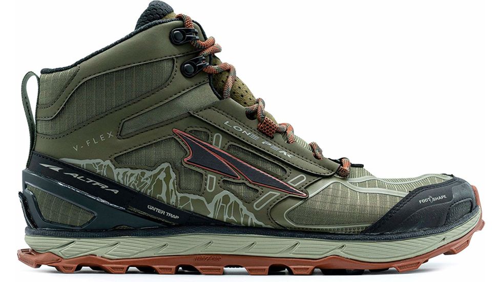 Altra Arrows Lone Peak 4 Mid Mesh Trailrunning Shoes - Men's, Ivy Green/Red Clay, 14 US, ALM1855H-391-14