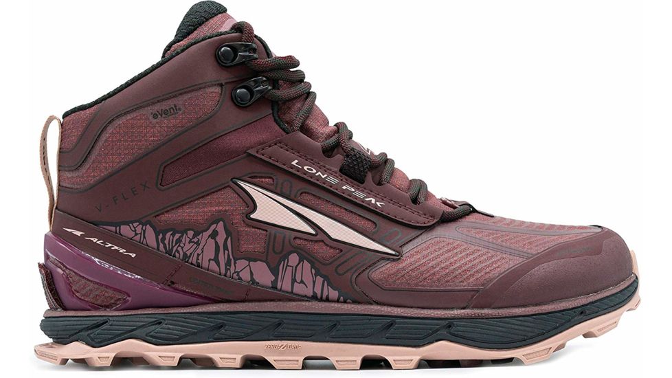 Altra Arrows Lone Peak 4 Mid RSM Trailrunning Shoes - Women's, Dark Port/Light Rose, 6.5 US, ALW1855N-607-6.5