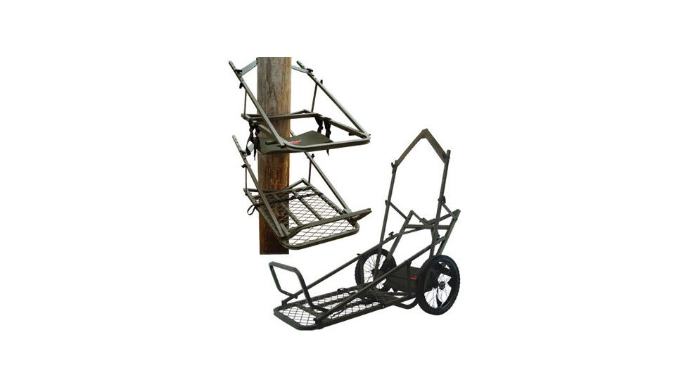Amacker Outdoors Climb &amp; Carry Deer Thief Tree Stand/Game Cart Combo AM82021
