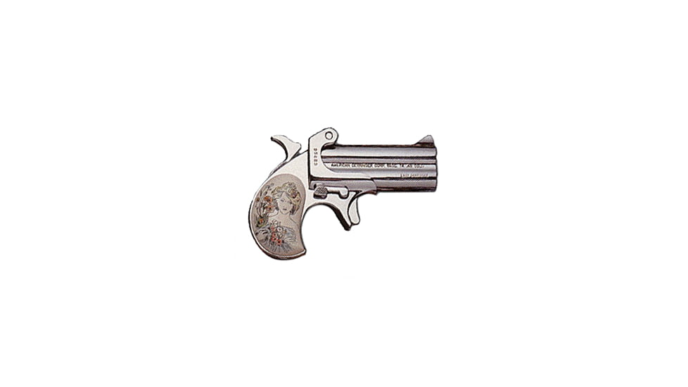 American Derringer Lady-Derringer Pistol, .357 Magnum, 3in barrel, stainless steel frame, synthetic ivory grip, 2-barrel, blade front, 2 round magazine, ADLD-.357 MG-3-1-FRRMPG