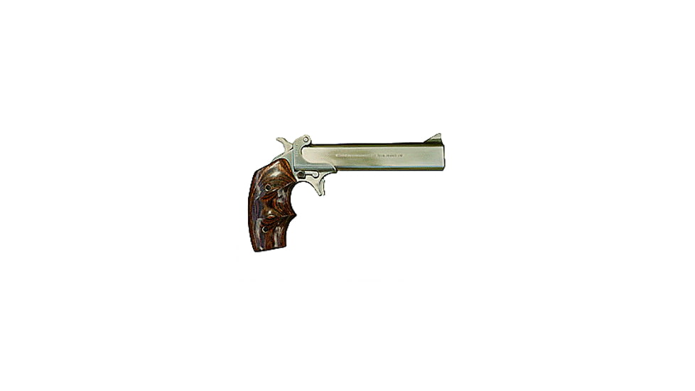 American Derringer Model-6 Pistol, .22 Winchester Magnum Rimfire, 6in barrel, stainless steel frame, rosewood, walnut, black grip, 2-barrel, blade front, 2 round magazine, ADM6-.22 WR MGR-6-1-FRRMPG