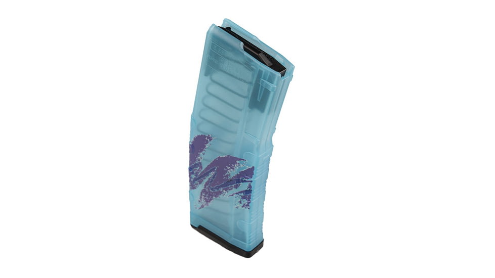 AMEND2 AR-15/M4/M16 5.56X45MM NATO/.223 REM MOD-C TRANS TEAL CUSTOM PRINTED JAZZ 30/RD MAG, 556MODCJAZZ30