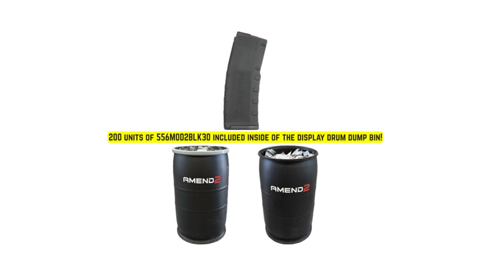 Amend2 AR-15 MOD 2 5.56 30 Rounds Rifle Magazine - 200 Mags &amp; 30GAL Drum, Black, 30, A2MAGDRUMMOD2