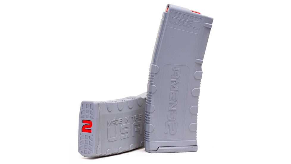 Amend2 Mod-2 Rifle Magazine, AR-15/M4/M16, 5.56x45mm NATO/.223 Remington, 30 Round, Gray, 1 Pack, Polymer, 556MOD2GRY30-30RD