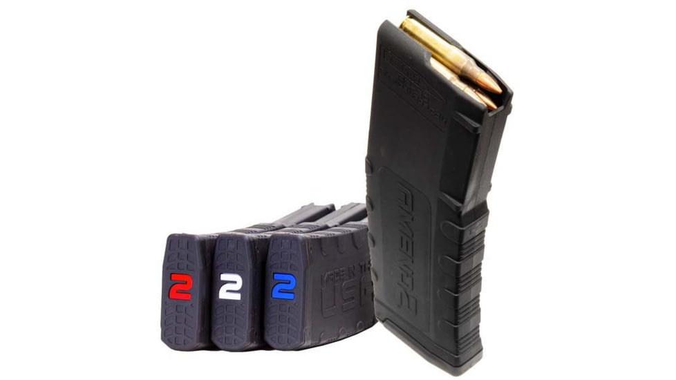 Amend2 Mod-2 Magazine Pack of 3, AR-15/M4/M16, 5.56x45mm NATO/.223 Remington, 30 Round, Black with Red, White and Blue Internals, 3PACK556BLK30-30RD