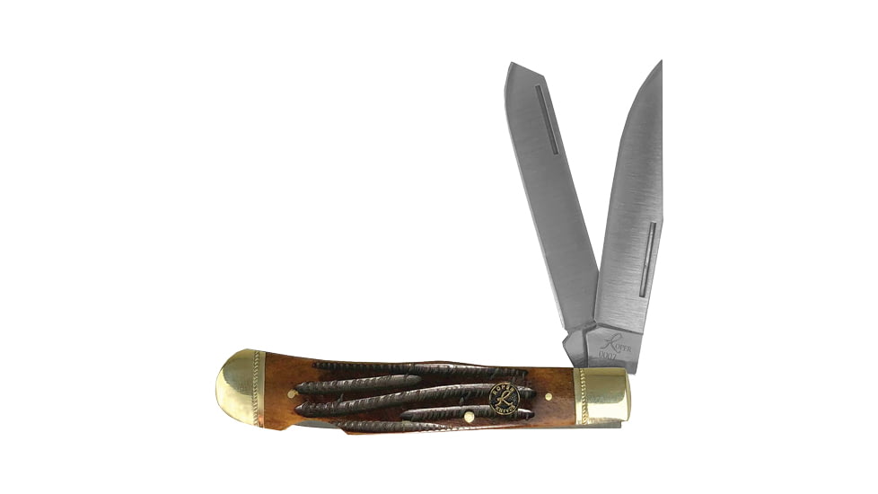 American Buffalo Knife Abkt Roper Double Action Lock Back Trapper 3.25'' Coffee Hndl