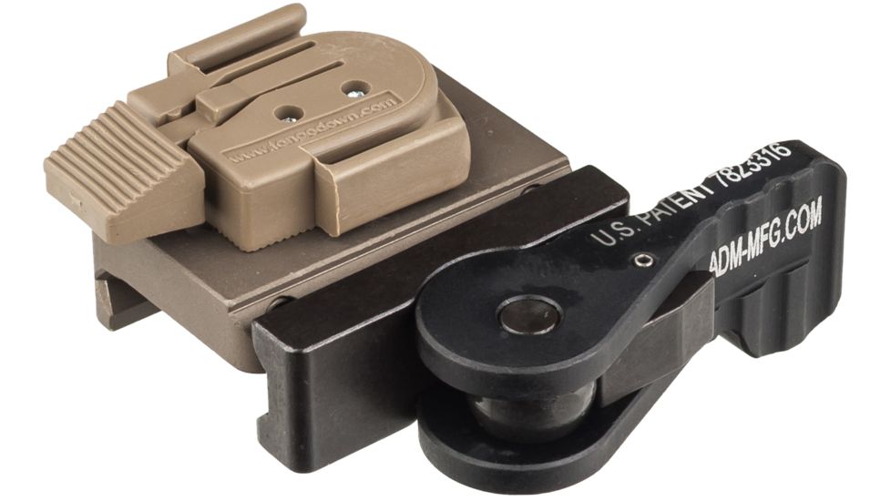 American Defense Manufacturing AD-21 Surefire Helmet Light Mount, Tactical Lever, Flat Dark Earth, AD-21 TAC R FDE