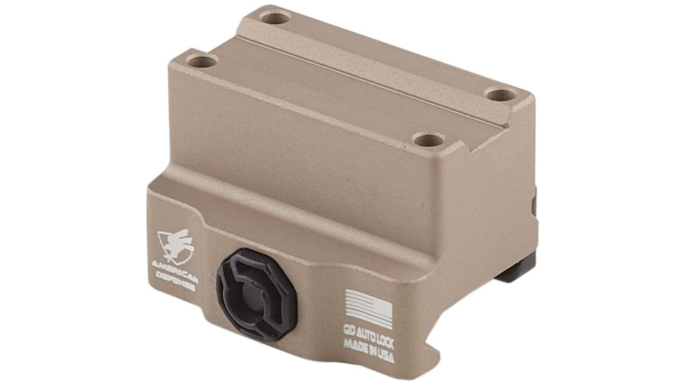 American Defense Manufacturing One Piece Mount Co-Witness for the Trijicon MRO w/ 1/2in Titanium GI Bolt, Flat Dark Earth, Small, AD-MRO-10-FDE-TGIB