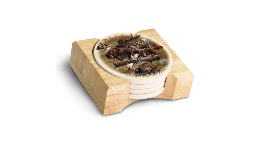 American Expedition Stone Coaster Set, Moose Collage 4011959