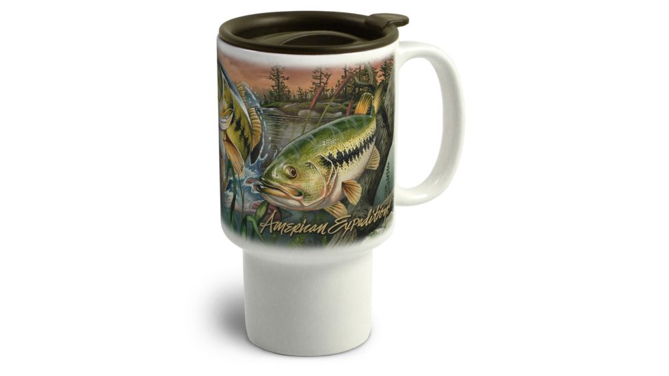American Expedition Stoneware Travel Mug, Bass Collage 4006274