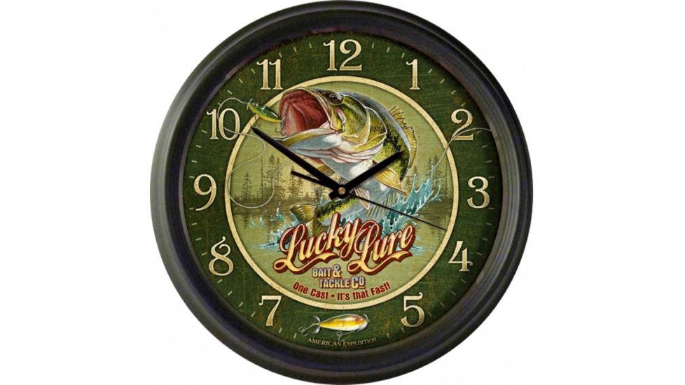 American Expedition Vintage Clock With Lucky Lure Bait and Tackle Co 4010739