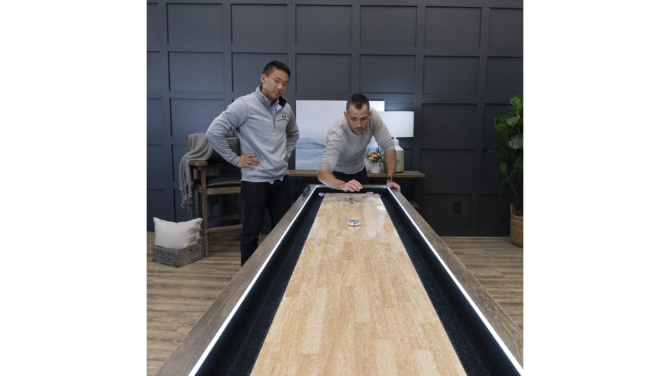 American Legend 9ft Brookdale Light Up Shuffleboard w/ Bowling, Woodgrain, AL5002W