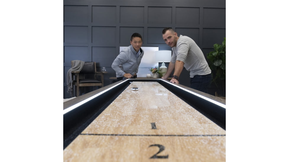 American Legend 9ft Brookdale Light Up Shuffleboard w/ Bowling, Woodgrain, AL5002W