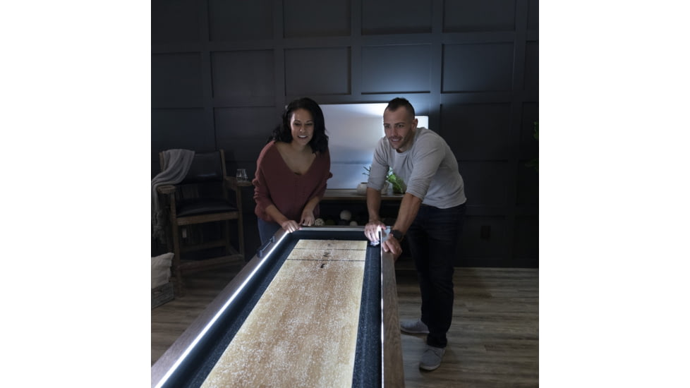 American Legend 9ft Brookdale Light Up Shuffleboard w/ Bowling, Woodgrain, AL5002W