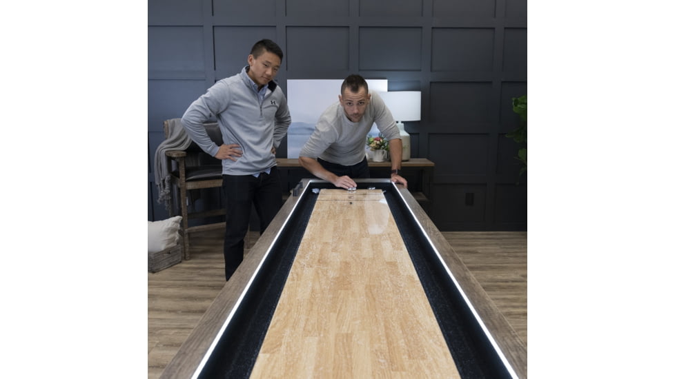 American Legend 9ft Brookdale Light Up Shuffleboard w/ Bowling, Woodgrain, AL5002W