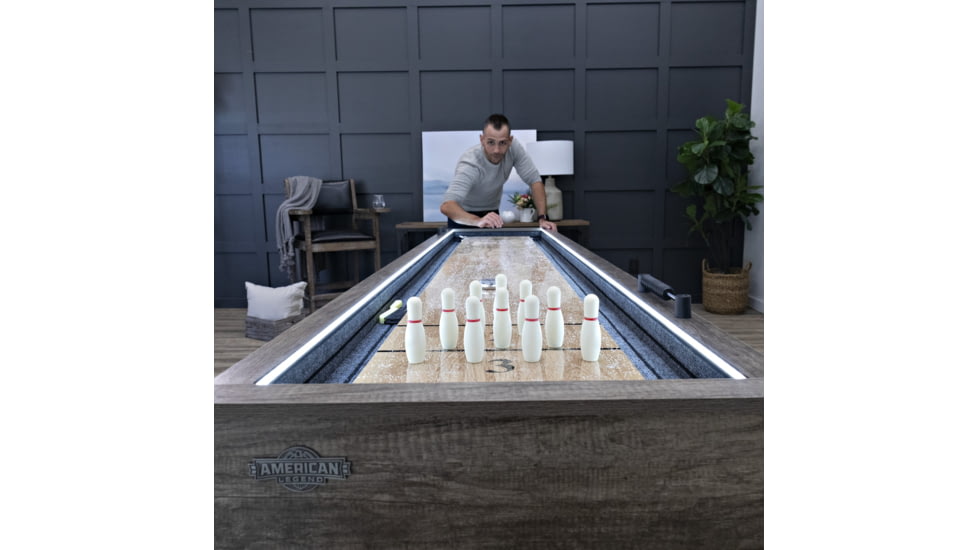 American Legend 9ft Kirkwood Light Up Shuffleboard w/ Bowling, Woodgrain, AL5001W