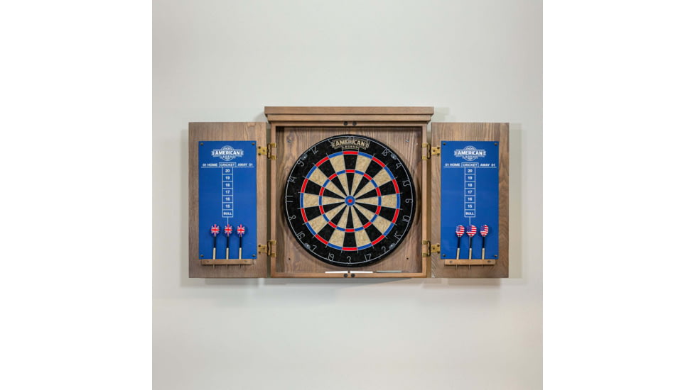 American Legend Charleston Bristle Dartboard Cabinet Set, Wood grain, D4401W