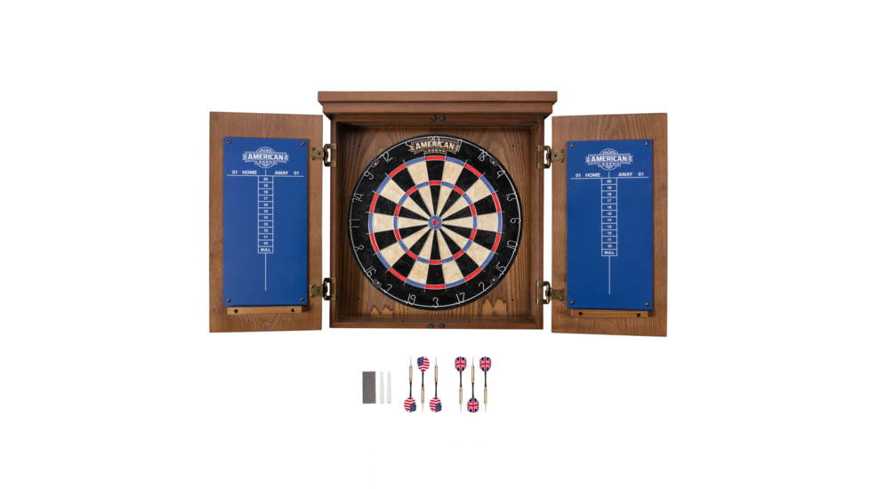American Legend Charleston Bristle Dartboard Cabinet Set, Wood grain, D4401W