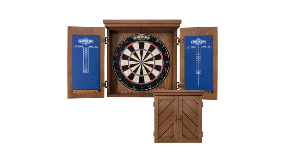 American Legend Charleston Bristle Dartboard Cabinet Set, Wood grain, D4401W