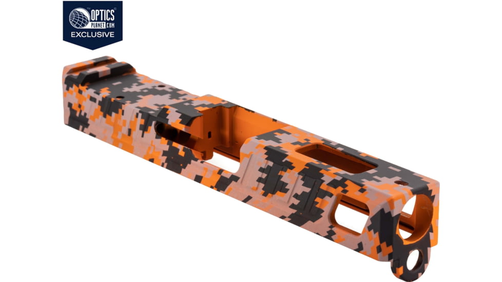 American Tactical Arms OPMOD ATA19 Badger Slide W/ Optic Cut, Glock 19, Gen 3, Orange Digital, SLD-ATA19-BDR-DIGI-ORNG-RMR