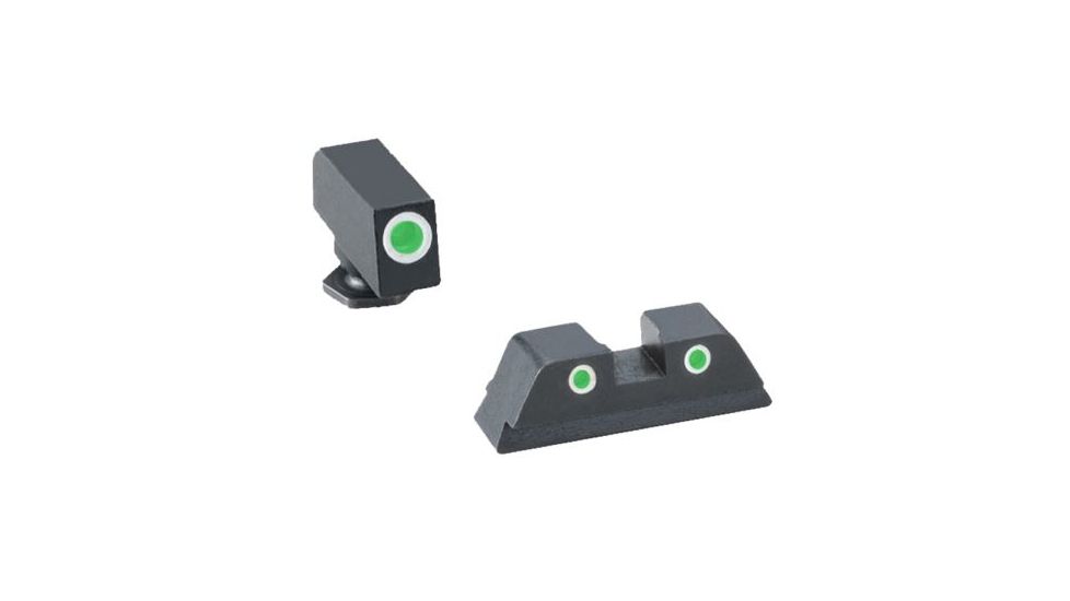 AmeriGlo Classic Tritium Sight Set for Glock, Model 42/43/43X/48, Tritium Green, Black, GL430