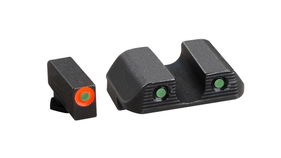 AmeriGlo Agent 3-Dot Tritium Night Sight Set, Green Tritium, Orange Outline Front, Glock G42/G43, Black, GL-851