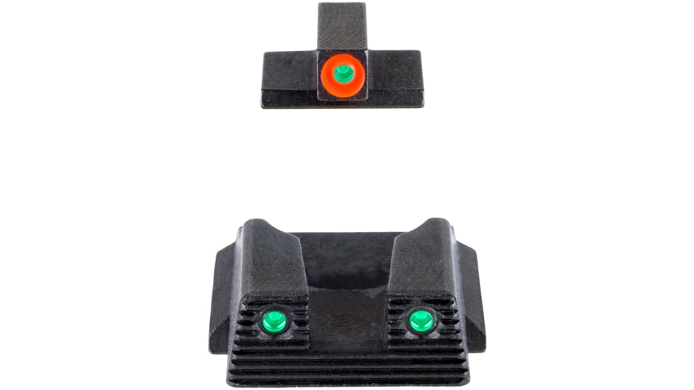 AmeriGlo Trooper Tritium Square-Notch Pistol Night Sight Set, Smith &amp; Wesson Bodyguard 2.0, LumiGreen Front Sight Outline, Black Outline Rear Sight, Black, SWBG-823