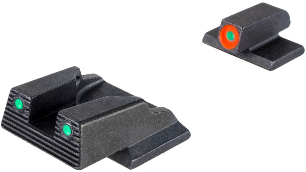 AmeriGlo Trooper Tritium Square-Notch Pistol Night Sight Set, Smith &amp; Wesson Bodyguard 2.0, LumiGreen Front Sight Outline, Black Outline Rear Sight, Black, SWBG-823