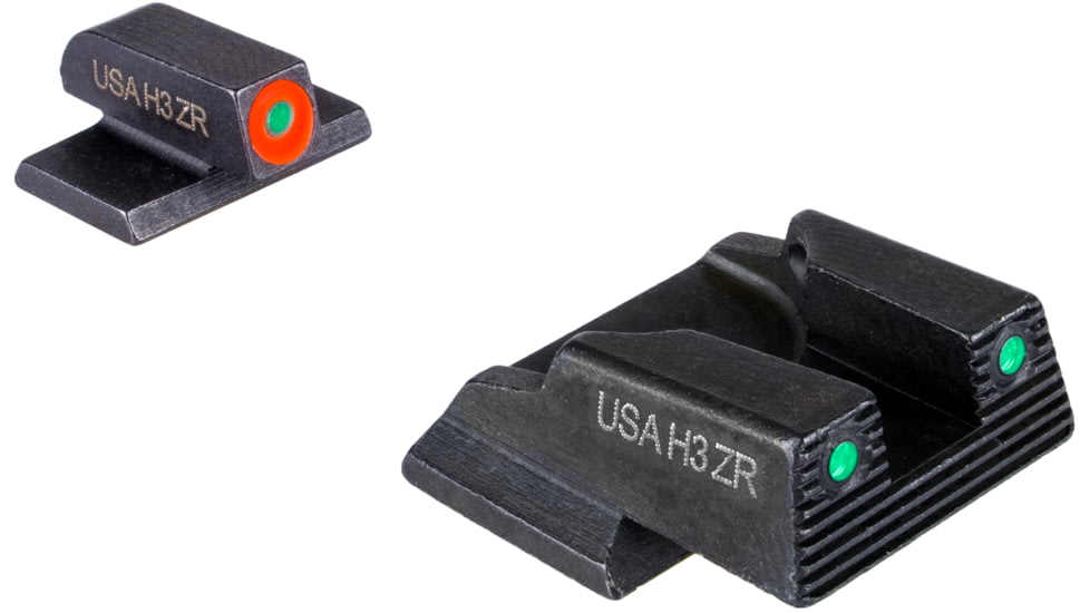AmeriGlo Trooper Tritium Square-Notch Pistol Night Sight Set, Smith &amp; Wesson Bodyguard 2.0, LumiGreen Front Sight Outline, Black Outline Rear Sight, Black, SWBG-823