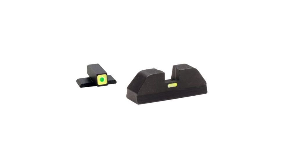 Ameriglo Cap Sight for Bersa BP9,40,380,Green Tritium Lime Green Lumi Square Outline Front,Yellow Lumi Line Non Tritium Rear BS-614