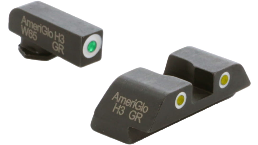 AmeriGlo Classic 3 Dot Night Sight Set, Glock 17/19/19x/26/34 Gen 5, Yellow Front, GL-5115