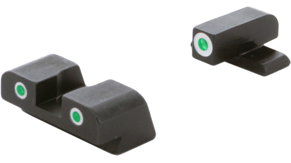 AmeriGlo Classic 3 Dot Tritium Night Sight Set for Springfield Hellcat w/Front Green Tritium/ Rear Green Tritium, White Outlines, SA-113
