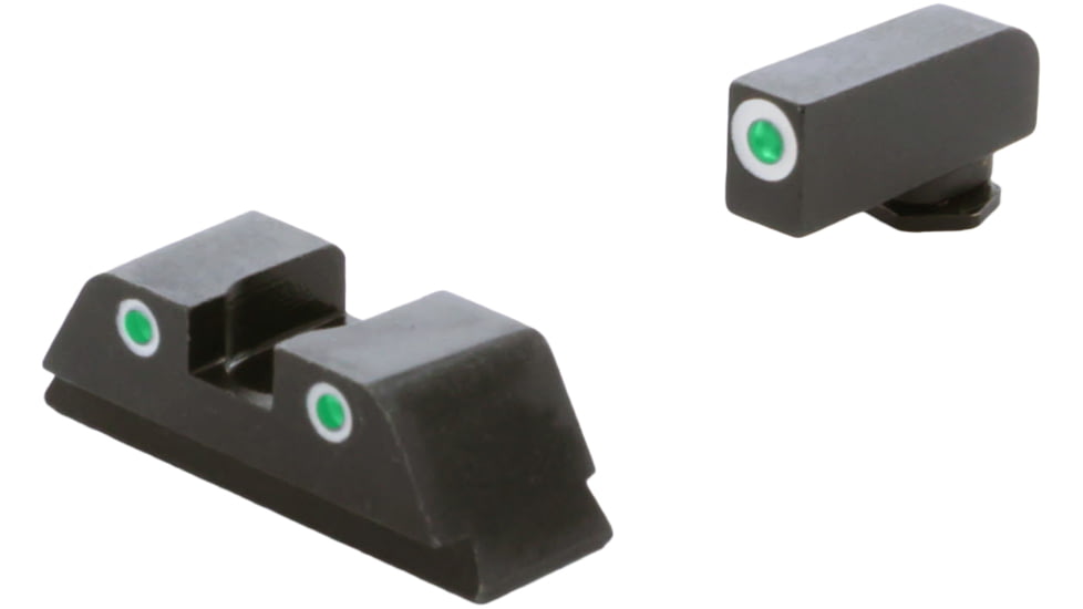 AmeriGlo Classic 3 Dot Tritium Night Sight Set for Walther PDP w/Front Green Tritium White Outline/ Rear Green Tritium Black Outline, WA-119