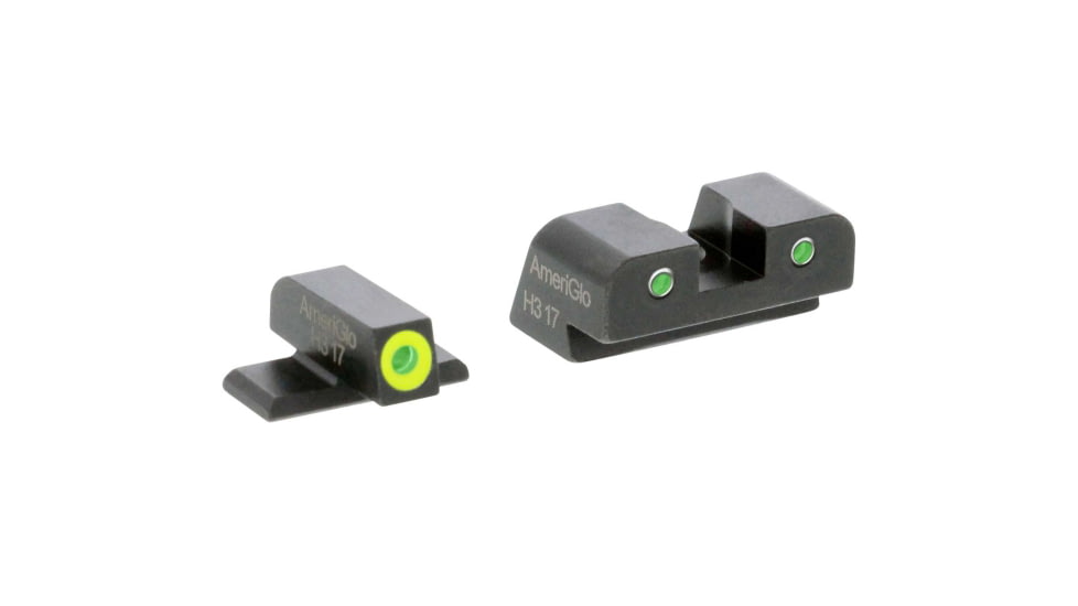 AmeriGlo Combination Sight Sets for Springfield Hellcat OSP w/Green Tritium LumiGreen Outline Front/ Green Tritium Black Outline Rear, SA-548
