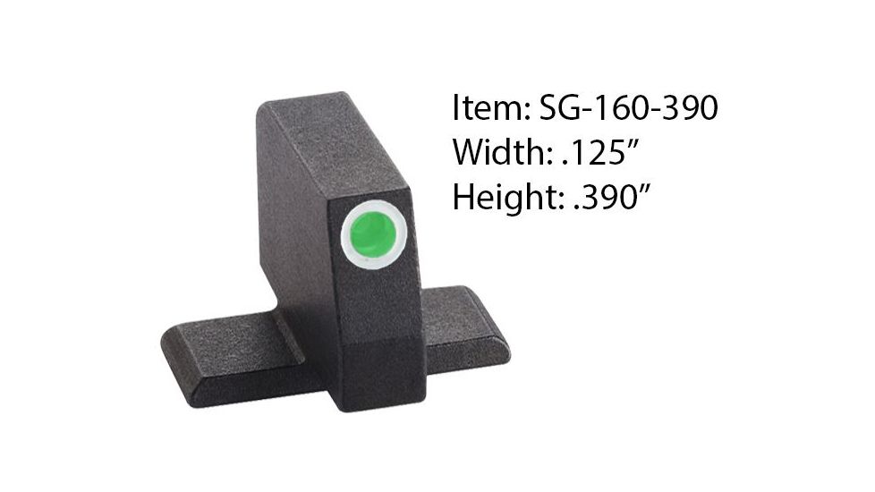 Ameriglo FRONT Night Sight  - Classic Style - Green Front - All Sig Sauers &amp; Springfield XD Models Needing Taller Front .390 inch Height SG-160-390
